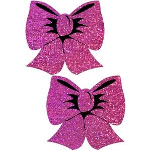 Hot Pink Glitter Bow Nipple Pasties